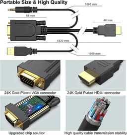 Кабель HDMI — VGA з аудіо 3.5 мм та живленням USB Stone ST-HDVGA3.5USB-1.8M — мініатюра 2