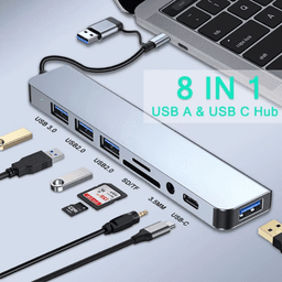 Хаб 8 в 1 SD/TF HDMI 4K30Hz USB2.0 USB 3.0 Type-C PD 100W Stone ST-H30 — мініатюра 9