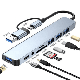 Хаб 8 в 1 SD/TF HDMI 4K30Hz USB2.0 USB 3.0 Type-C PD 100W Stone ST-H30 — мініатюра 4