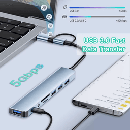 Хаб 8 в 1 SD/TF HDMI 4K30Hz USB2.0 USB 3.0 Type-C PD 100W Stone ST-H30 — мініатюра 6