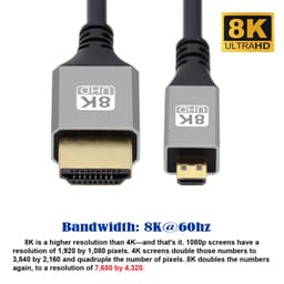 Кабель Micro HDMI — HDMI 8K Ultra HD (HDMI 2.1) Stone ST-Micro-HD-8K-1M — мініатюра 2