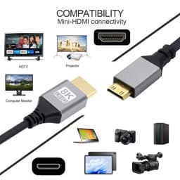 Кабель HDMI 2.1 (тато) — Mini HDMI (тато), 8K/60Hz Stone ST-Mini-HD-8K-1M — мініатюра 2