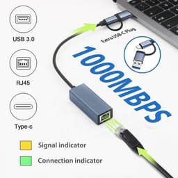 Мережевий адаптер 2 в 1 USB-A + Type-C — RJ45 Gigabit Ethernet Stone ST-NC2507G — мініатюра 3
