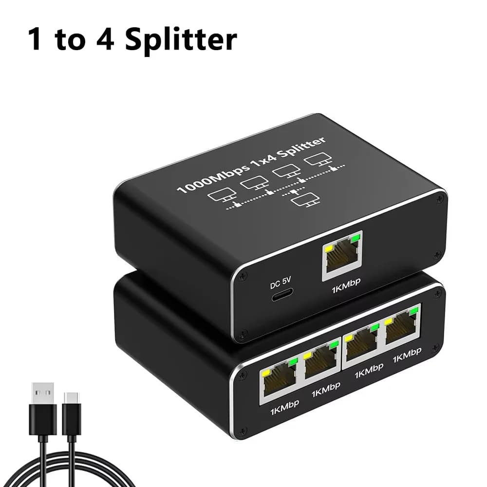 RJ45 Ethernet-розгалужувач 1 на 4 порти — Gigabit 1000 Мбіт/с Stone ST-RJSP-1x4