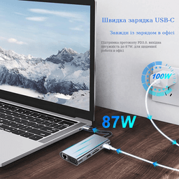 Хаб 11 в 1 SD/TF HDMI 4K30Hz USB2.0 USB 3.0 Type-C PD 100W Stone ST-H38 — мініатюра 5