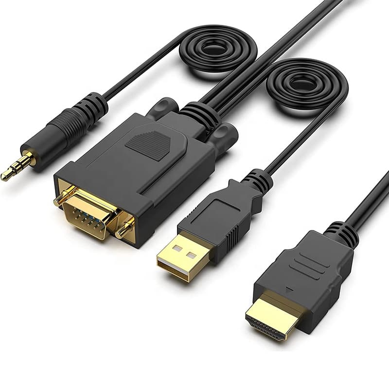 Кабель HDMI — VGA з аудіо 3.5 мм та живленням USB Stone ST-HDVGA3.5USB-1.8M