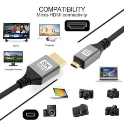 Кабель Micro HDMI — HDMI 8K Ultra HD (HDMI 2.1) Stone ST-Micro-HD-8K-1M — мініатюра 6