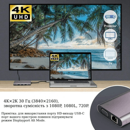 Хаб 10 в 1 SD/TF HDMI 4K30Hz USB2.0 USB 3.0 Type-C PD 100W Stone ST-H36 — мініатюра 3
