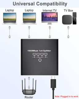 RJ45 Ethernet-розгалужувач 1 на 4 порти — Gigabit 1000 Мбіт/с Stone ST-RJSP-1x4 — мініатюра 6