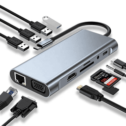 Хаб 11 в 1 SD/TF HDMI 4K30Hz USB2.0 USB 3.0 Type-C PD 100W Stone ST-H38 — мініатюра 3