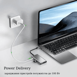 Хаб 10 в 1 SD/TF HDMI 4K30Hz USB2.0 USB 3.0 Type-C PD 100W Stone ST-H36 — мініатюра 2