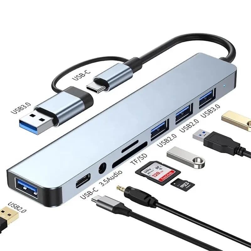Хаб 8 в 1 SD/TF HDMI 4K30Hz USB2.0 USB 3.0 Type-C PD 100W Stone ST-H30